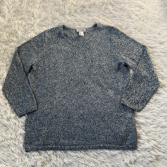 Collection L Women’s Long Sleeve V-Neck Sweater blue Mottled size 14 - Picture 2 of 7